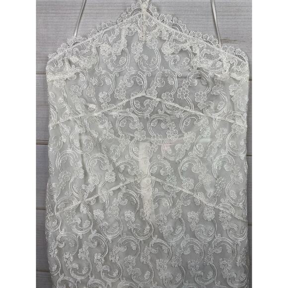 VICTORIA'S SECRET Slip Dress Lingerie XXL White Lace Strappy Back Halter - Picture 2 of 12